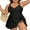 Black, variant on Womens Plus Size Scalloped V Neck One Piece Swimsuits Side Tie Knot Swimdress Bathing Suits