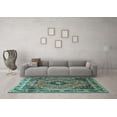 thumbnail image 3 of Ahgly Company Indoor Square Medallion Turquoise Blue Traditional Area Rugs, 6' Square, 3 of 4