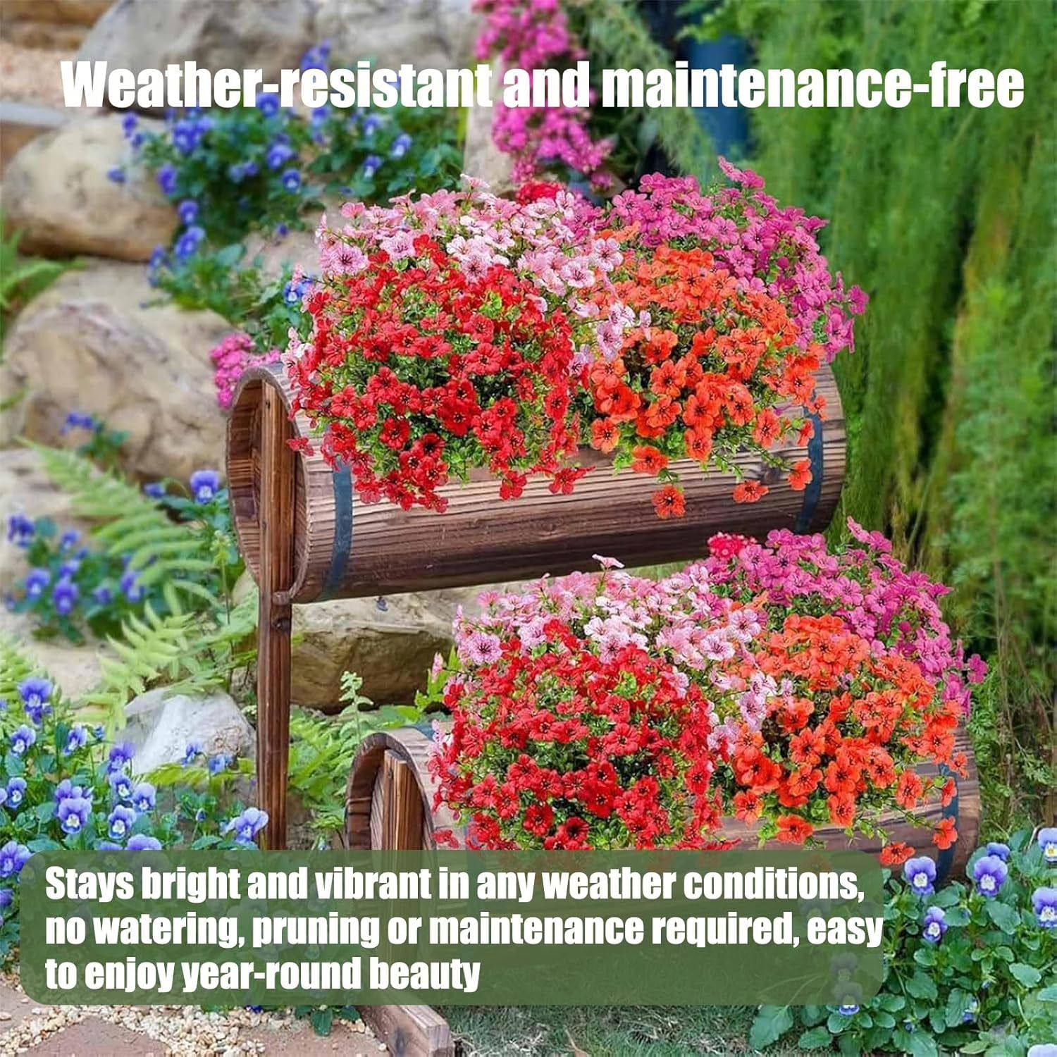 Yocowell Artificial Flowers, No Fading No Odor, Intrinsici Flowers,UV Resistant Artificial Flowers for Spring/Summer/Antumn Decor, No Maintenance