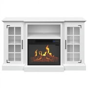 TV Stand with Electric Fireplace Fits TVs up to 65-Inc LED Flames by Northwest (White)