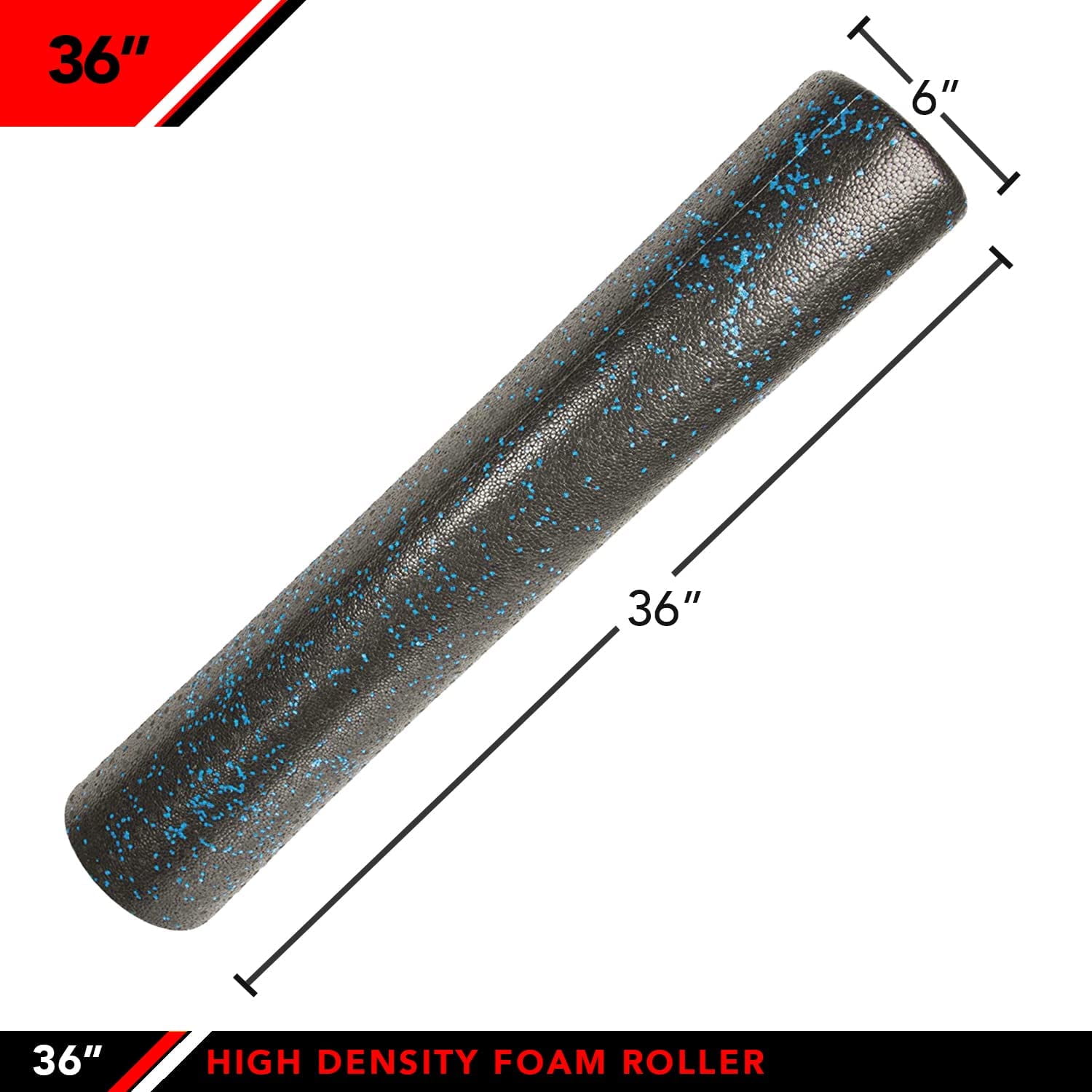 JFIT High Density Foam Roller, Speckled Blue, 36-Inch