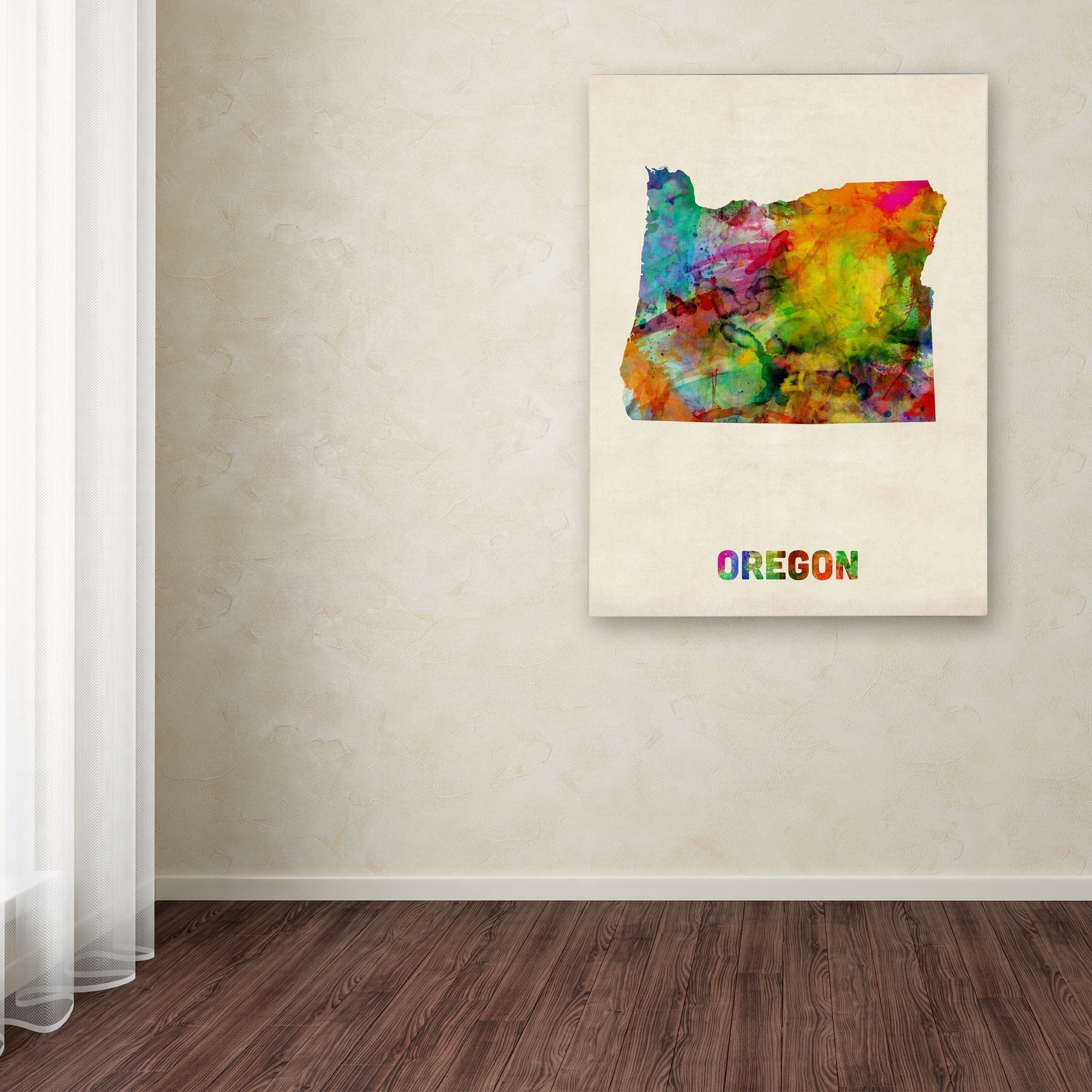 Trademark Fine Art "Oregon Map" Canvas Wall Art by Michael Tompsett