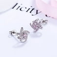 thumbnail image 3 of Sterling Silver Love Knot Stud Earrings with crystals from Swarovski in Pink, 3 of 4