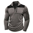 thumbnail image 5 of UVEASISHA Men's Casual Quarter Zip Pullover Long Sleeve Golf Collar T-Shirts Lightweight Slim Fit Fall Tops 2025 Fashion Color Block Workout Shirts Todays Sales Today Dark Gray L, 5 of 9