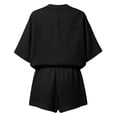 thumbnail image 5 of Ecqkame Two Piece Sets for Women Linen Front Tie V Neck Short Sleeve Tops and Elastic Pockets Shorts Casual Summer Lightweight Outfit Set Black XXXL, 5 of 9