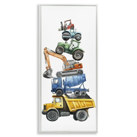 Stupell Industries Keep Moving Construction Stack White Framed Giclee Art, design by Christine Simpson Art