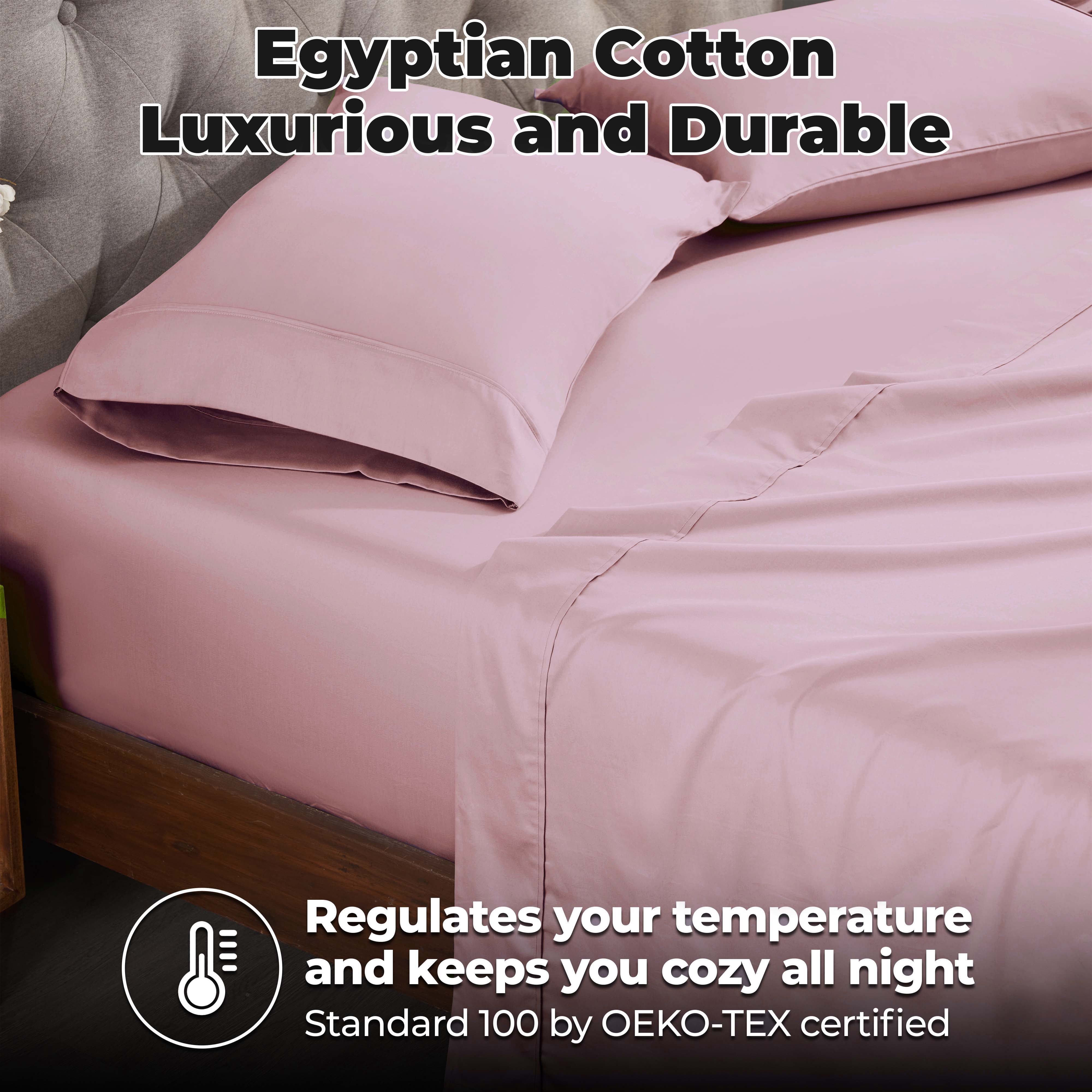 Superior Egyptian Cotton 300 Thread Count Deep Pocket Sheet Set, Queen, Lavender