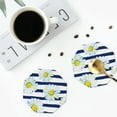 thumbnail image 5 of Bingfone Vintage Daisy Striped Nautical Leather Drinks Coasters With Set Of 6,Suitable For Home Kitchen,Coffee Cup Coasters Home Gift, 5 of 9