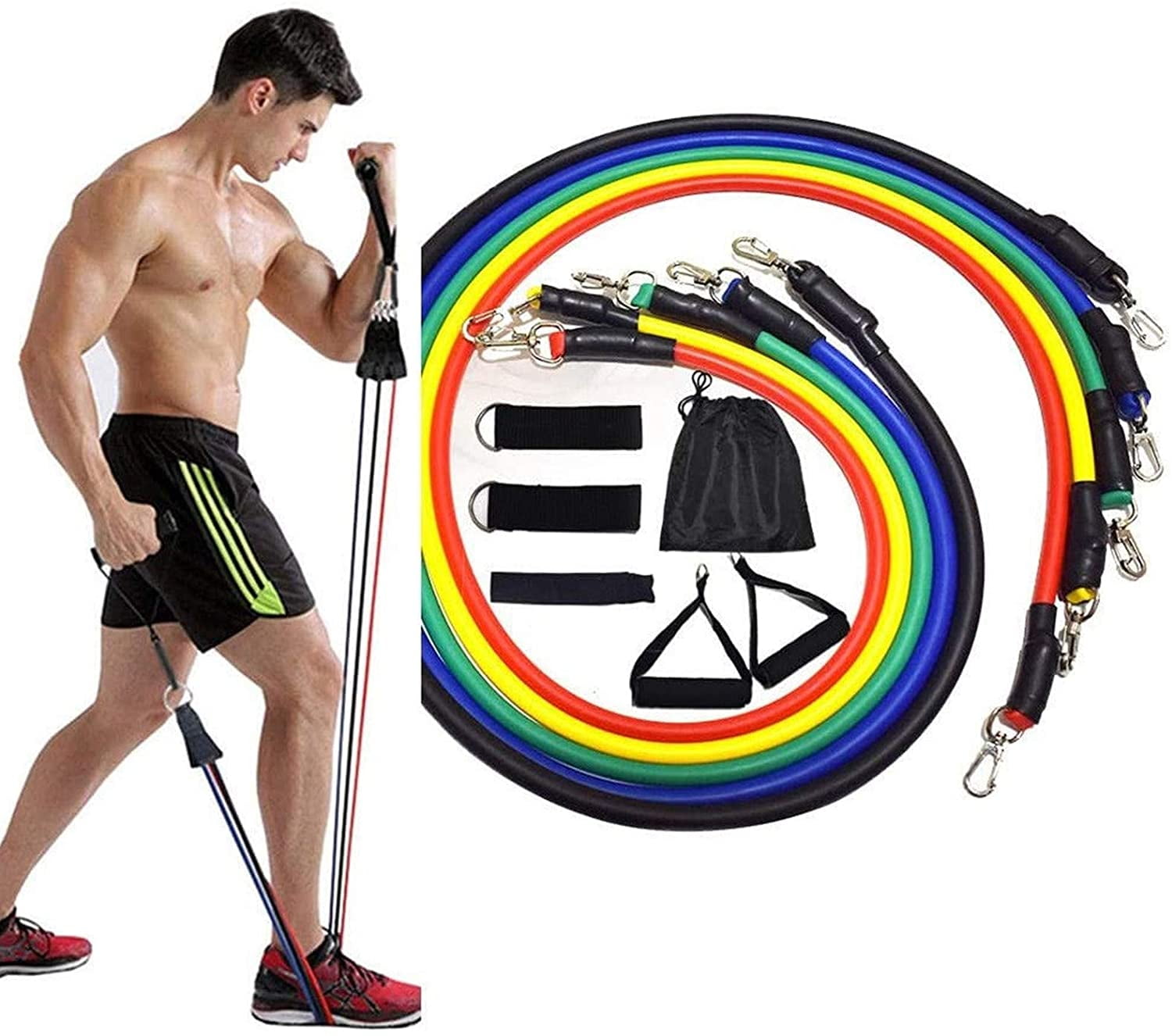 8 Shape Exercise Band Tube 1 Pack Resistance Bands Workout Body 