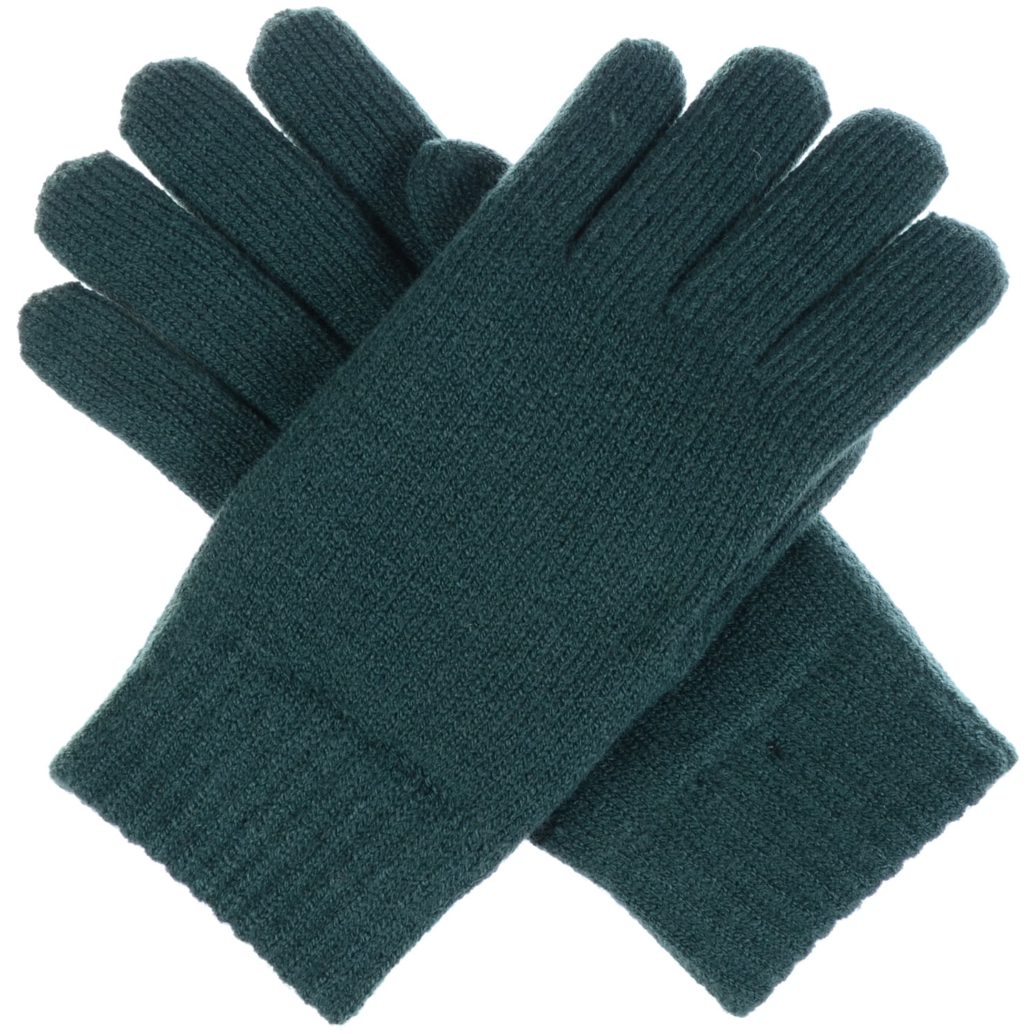 Women's Toasty Warm Plush Fleece Lined Knit Winter Gloves (Dark Green