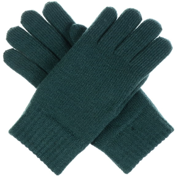 Women's Toasty Warm Plush Fleece Lined Knit Winter Gloves (Dark Green)