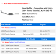 thumbnail image 2 of Rear Muffler - Compatible with 2000 - 2004 Toyota Tacoma 3.4L V6 5VZ-FE 2001 2002 2003, 2 of 2