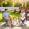 thumbnail image 2 of Outsunny Patio Swivel Chairs w/ Mesh Fabric Seat Rocking Chairs, Navy Blue, 2 of 10