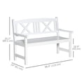 thumbnail image 3 of Outsunny Wooden 2-Person Garden Bench for Backyard, Deck, Porch, White, 3 of 10