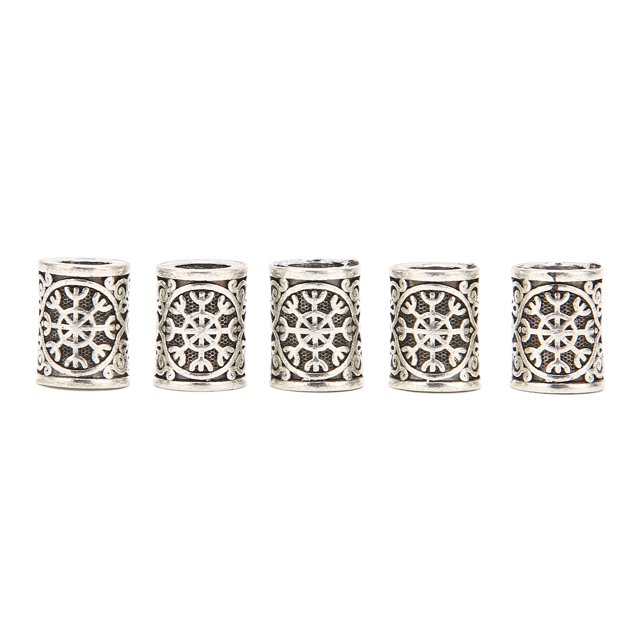 5 Piezas Cuentas de Barba Vikingas Cuentas de Tubo de Pelo Nórdico Antiguo de Metal para Colgante de Pulsera de Trenzado de Cabello