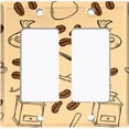thumbnail image 2 of Metal Light Switch Wall Plate Outlet Cover (Coffee Espresso Mocha Bean Cup Maker Pistachio Beige - Double Rocker), 2 of 2