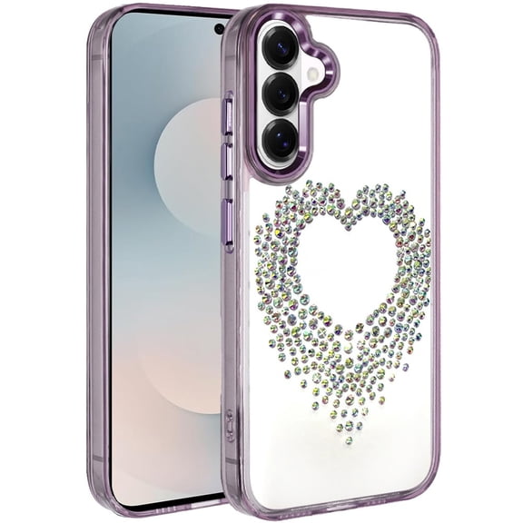 XPM for Samsung Galaxy S26 / S26 Plus Angel Hearts Bling Glitter Diamond Hybrid TPU Cover, Colorful Frame Shockproof Protective Back Phone Case Cover (Purple)