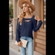 thumbnail image 4 of Blusa de Verano con Escote Cuadrado y Hombros Descubiertos para Mujer Azul Marino M, 4 of 8