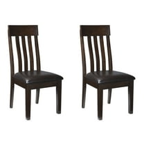 Signature Design by Ashley Haddigan Faux Leather Cushioned Rake Back Dining Chair, Set of 2, Dark Brown