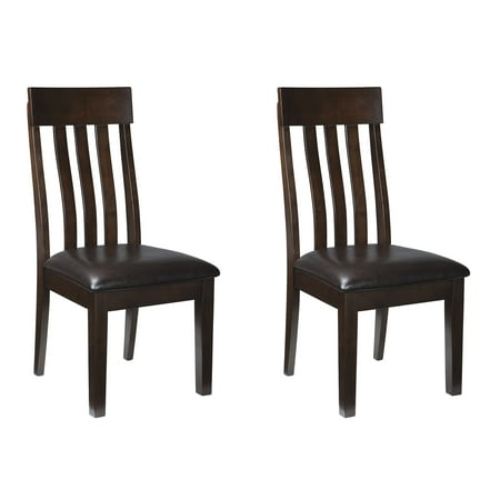 Signature Design by Ashley Haddigan Faux Leather Cushioned Rake Back Dining Chair, Set of 2, Dark Brown