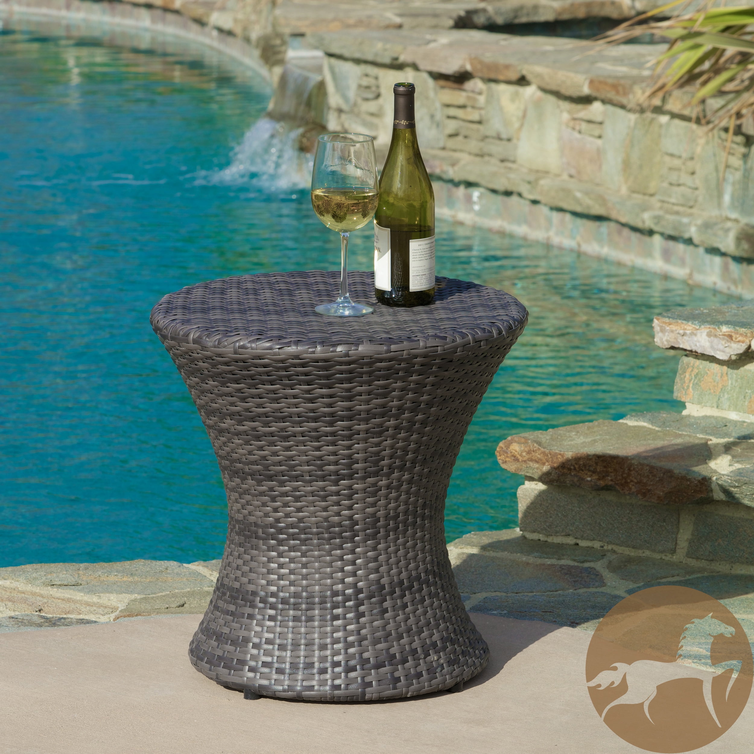 Townsgate Outdoor Boho Wicker Accent Table Gray Walmart Com Walmart Com