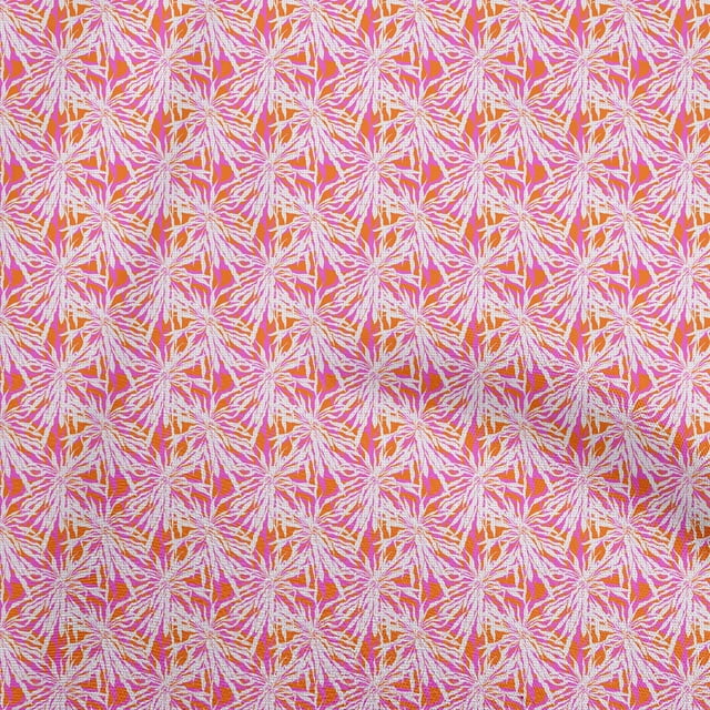 oneOone Cotton Silk Orange Fabric Abstract Floral Craft Projects Decor Fabric Printed By The Yard 42 Inch Wide