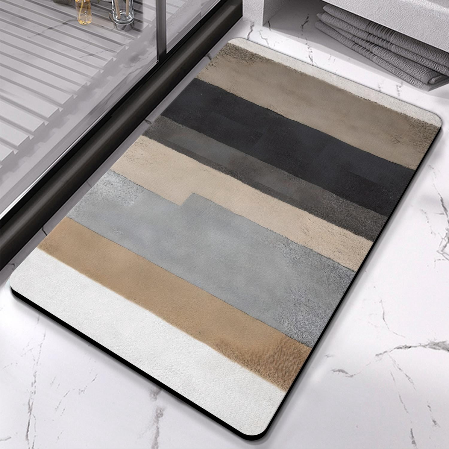 Plush Striped Microfiber Bathroom Rugs, Extra Thick and Absorbent 20x32 inch Bath Mat, Machine Washable, Anti-Slip for Bathroom Safety, Ideal for Tub and Shower