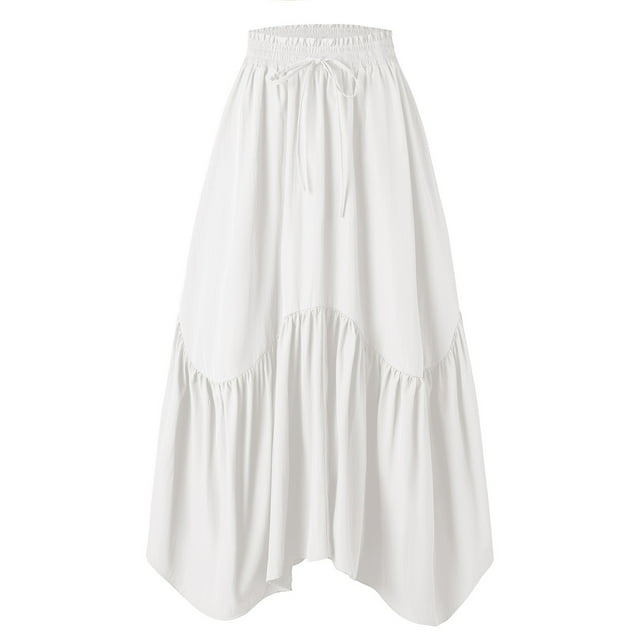 NMMUED Jupes Gothiques pour Femmes Jupes Longues pour Femmes Cadeaux d'Halloween Jupe Renaissance Tenues Gothiques pour Femmes Jupes Maxi pour Femmes Tenues d'Halloween pour Femmes Blanc P