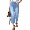 thumbnail image 7 of YDFCWXW Wide Leg Jeans for Women High Waist Baggy Stretchy Flared Jeans Trendy Cropped Denim Jeans Pants with Pocket Light Blue, L, 7 of 7