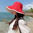 thumbnail image 4 of PIKADINGNIS New Double-sided Foldable Bucket Hat for Women Girls Summer Sun Hat Visor Fisherman Cap Anti-UV Wide Brim Sunscreen Hats Caps, 4 of 6