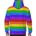 thumbnail image 7 of Pofeuu Colorful Glitter Rainbow Print Mens Casual Hooded Collar Drawstring Hoodies Pullover Sweatshirts Casual Long Sleeve Shirts-4X-Large, 7 of 7