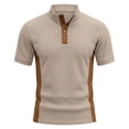 thumbnail image 5 of Corduroy Polo Shirts for Men Summer Casual Fashion Short Sleeve Stand Collar Patchwork Work Tshirts Golf Shirt, 5 of 5
