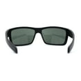 thumbnail image 4 of Mens Wrap Around Rectangle Biker Plastic Sunglasses Matte Black Green, 4 of 4