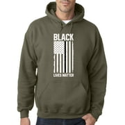 Trendy USA 1088 - Adult Hoodie USA Flag Black Lives Matter Human Rights Sweatshirt XL Military Green