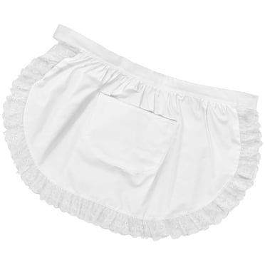 Lace Half Apron with Pocket Christmas Cotton Cooking Apron Waist Apron Kitchen Cooking Apron for Woman