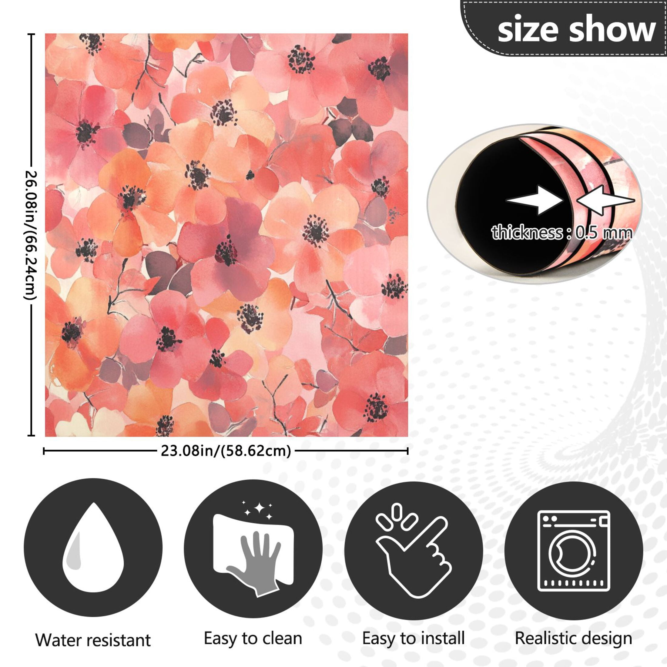 Dishwasher Magnetic Sticker 23x26 Inch Refrigerator Magnetic Sticker Washing Machine Magnetic Sticker Kitchen Panel Magnetic Sticker Home Decor Dark Red Flowers