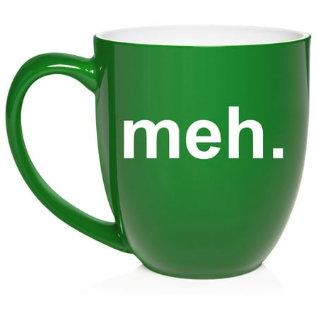 

Meh Geek Sarcastic Expression Funny Ceramic Coffee Mug Tea Cup Gift for Her Him Friend Coworker Wife Husband (16oz Green)