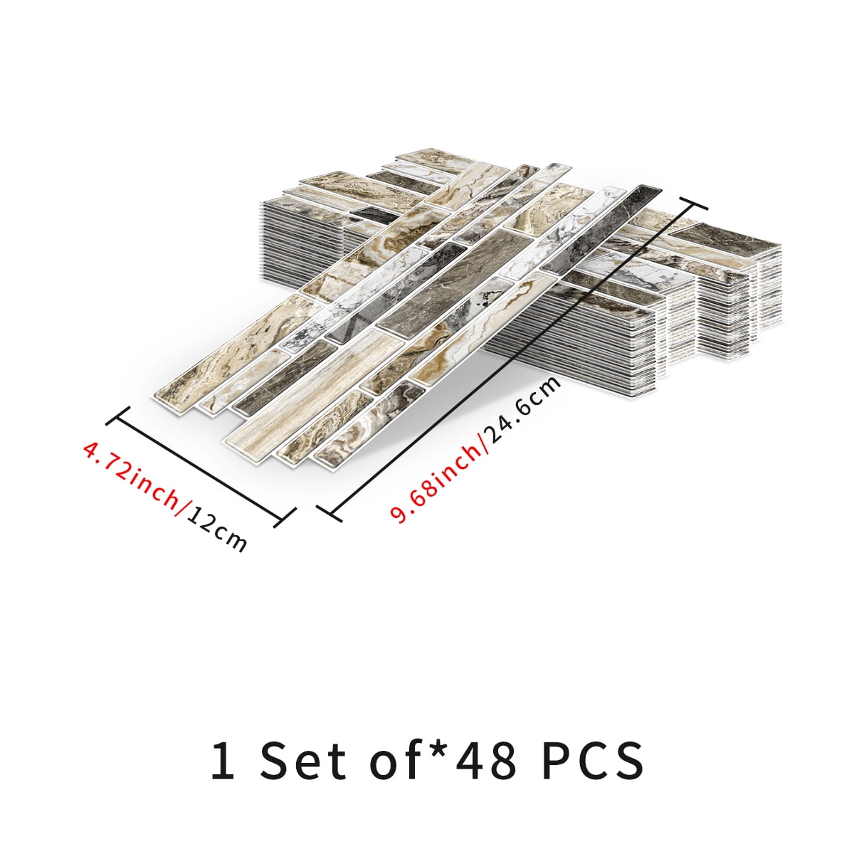 Peel and Stick Backsplash 3D Wall Tiles,Self-Adhesive,Oil Proof,Waterproof, Removable Wall Panels for Kitchen & Bathroom,Modern Design, Easy Install (9.68x4.72 inch,48 Pack)