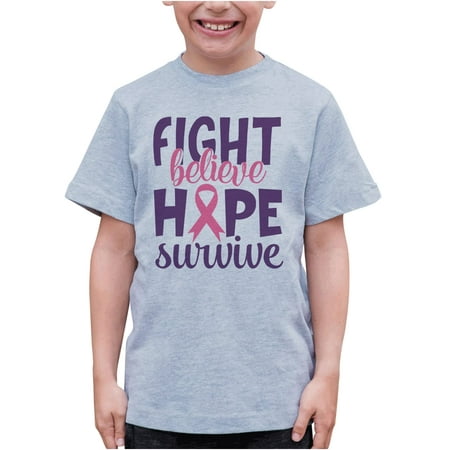

7 ate 9 Apparel Kids Cancer Shirts - Fight Believe Hope Survive Grey T-Shirt 4T