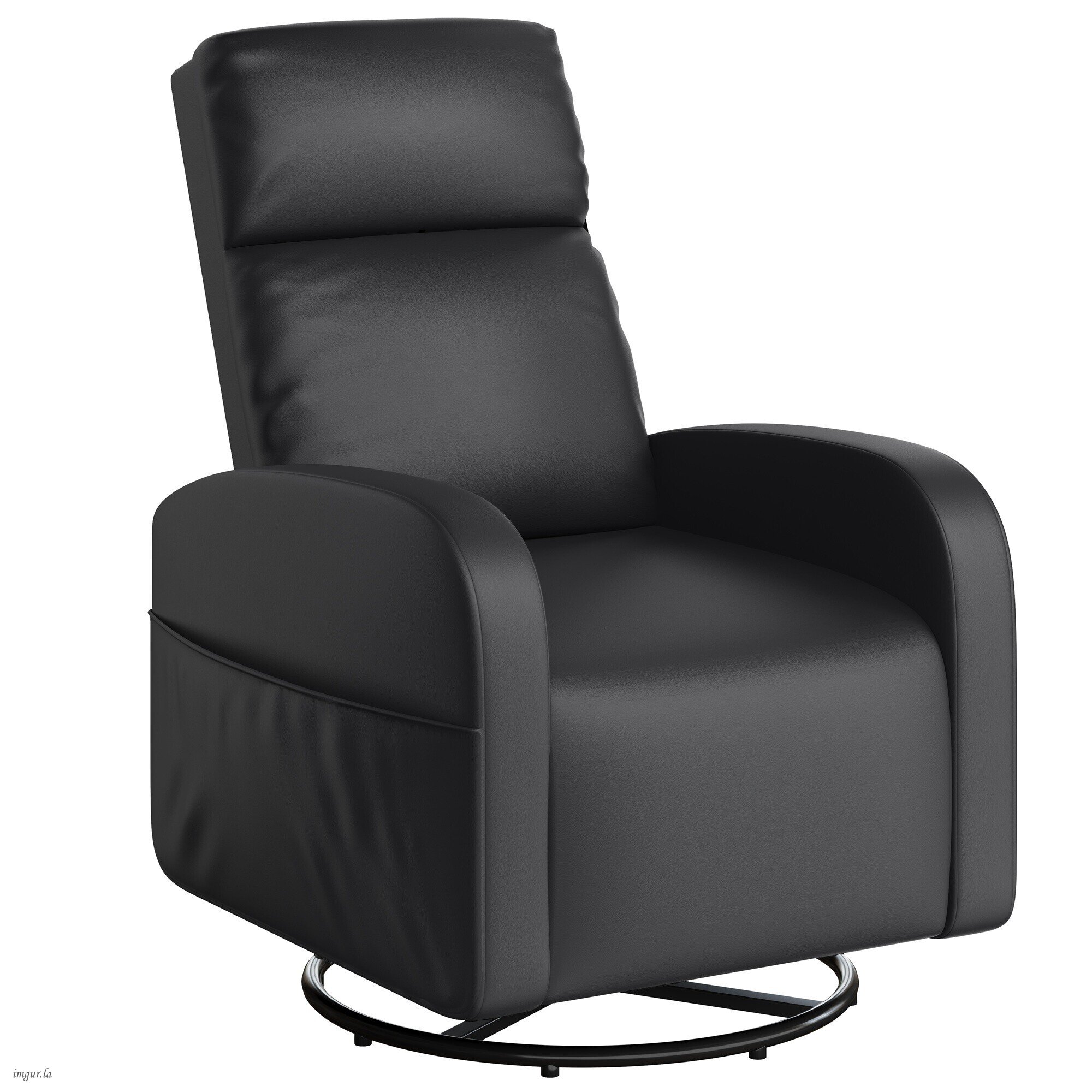 Renwick Faux Leather Swivel Glider Chair Rocking Chair for Living Room, Black