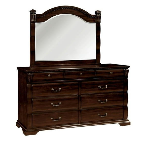 Bowery Hill Modern 2-Piece Wood Dresser and Mirror in Cherry