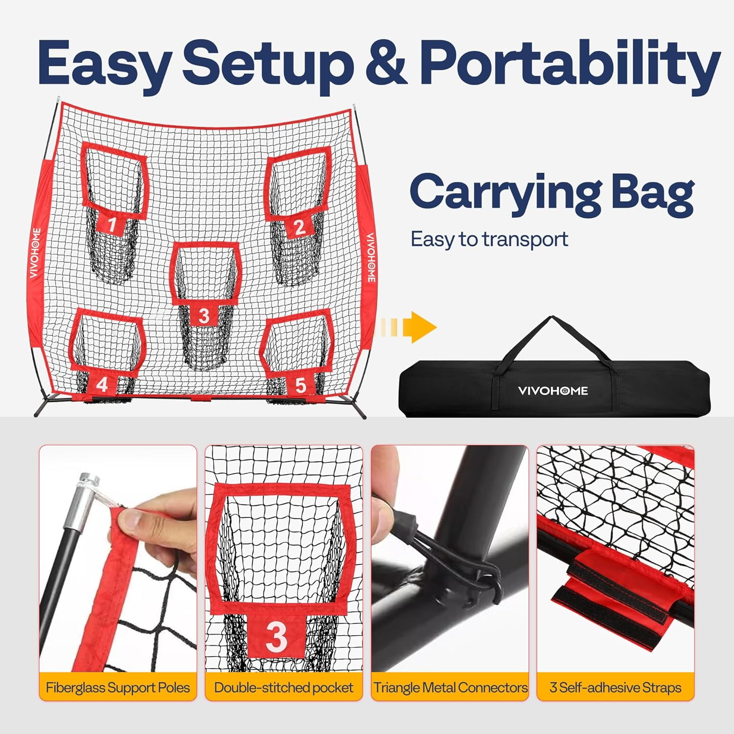 SPECSTAR Football Throwing Net, 7 x 7 ft Football Practice Net with 5 Throwing Target, Quarterback Training Equipment for Improving Throwing Accuracy, Includes Carry Bag