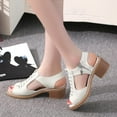 thumbnail image 4 of Leutsin Sandales pour Femmes Style Couture de Voiture Talon Épais Chaussures Confortables, 4 of 7