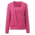 thumbnail image 4 of TAIAOJING Womens Fall Tops Knitted Solid Color Deep V Neck Two Piece Long Sleeve Sweater Blouse Pullover Shirts, 4 of 5