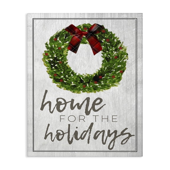 Stupell Industries Traditional Home for the Holidays Wreath Bow Christmas Canvas Art, 16 x 20, by Lil' Rue