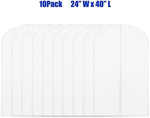 40-Inch Clear Garment Bags with Zipper for Suits, Dresses, Costumes, Uniforms - 10 Pack