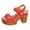 Red, variant on Women's Heeled Sandals Peep Toe Hook and Loop Summer Slingback Heels Platform Lug Sole Comfy Arch Support Casual Beach Shoes Red Size 9