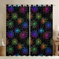 jejeloiu Neon Spider Webs Curtains Pack of 2 (42x84 Each),Happy Halloween Curtains Blackout,Trick Or Treat Bedroom Curtains For Boys Kids,Microfiber Bedroom Decor