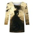 thumbnail image 4 of KIHOUT Women's Halloween Printed 3/4 Sleeve Blouse - Round Neck Casual Top with Witch Ghost Design for Fall Season Fashion & Comfort, 4 of 5