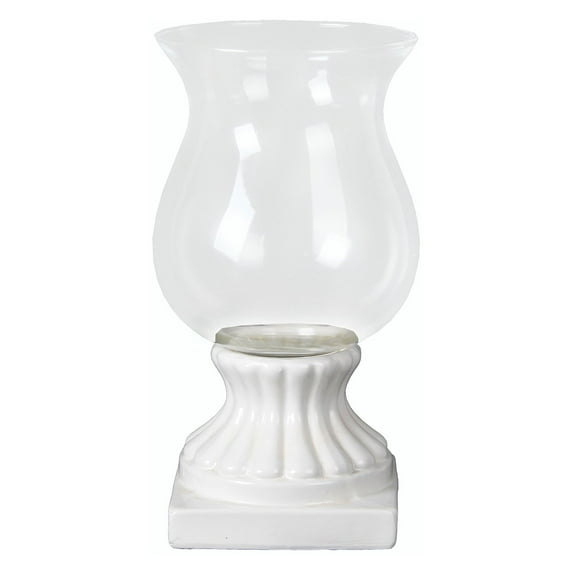 Privilege Large Ceramic Hurricane in White Finish 66836